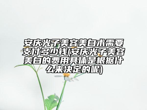 安慶光子美容美白術(shù)需要支付多少錢(安慶光子美容美白的費(fèi)用具體是根據(jù)什么來決定的呢)