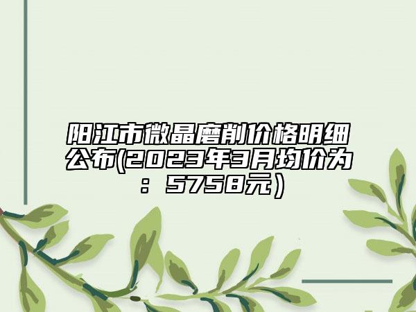 陽江市微晶磨削價格明細公布(2023年3月均價為：5758元）