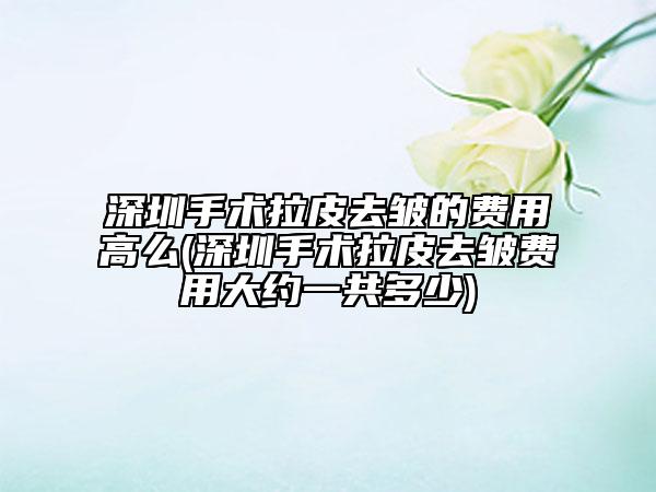 深圳手術(shù)拉皮去皺的費(fèi)用高么(深圳手術(shù)拉皮去皺費(fèi)用大約一共多少)