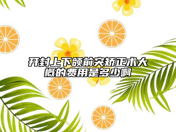 開封上下頜前突矯正術(shù)大概的費(fèi)用是多少啊
