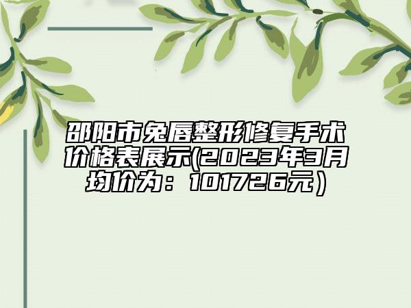 邵陽市兔唇整形修復手術(shù)價格表展示(2023年3月均價為：101726元）