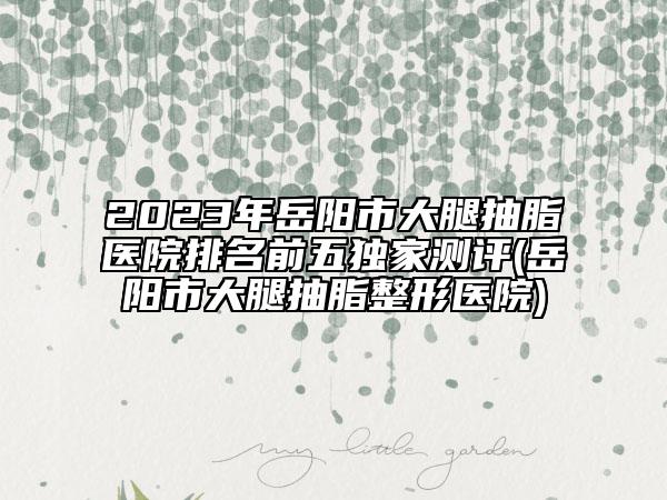 2023年岳陽市大腿抽脂醫(yī)院排名前五獨(dú)家測評(岳陽市大腿抽脂整形醫(yī)院)