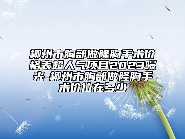 柳州市胸部做隆胸手術(shù)價格表超人氣項目2023曝光-柳州市胸部做隆胸手術(shù)價位在多少