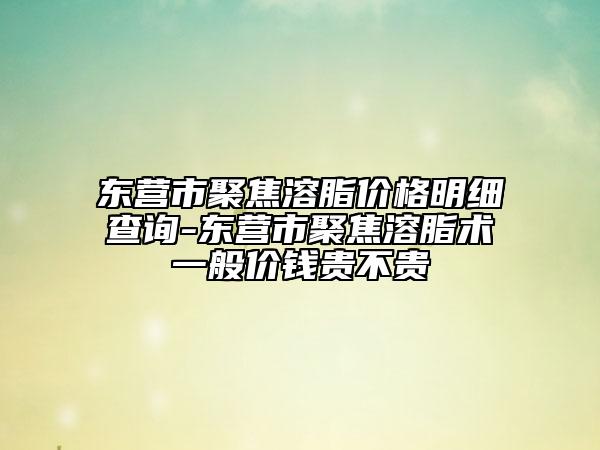 東營市聚焦溶脂價格明細查詢-東營市聚焦溶脂術(shù)一般價錢貴不貴