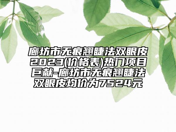 廊坊市無痕翹睫法雙眼皮2023(價格表)熱門項目巨獻(xiàn)-廊坊市無痕翹睫法雙眼皮均價為7524元