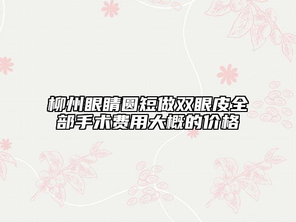 柳州眼睛圓短做雙眼皮全部手術(shù)費(fèi)用大概的價格