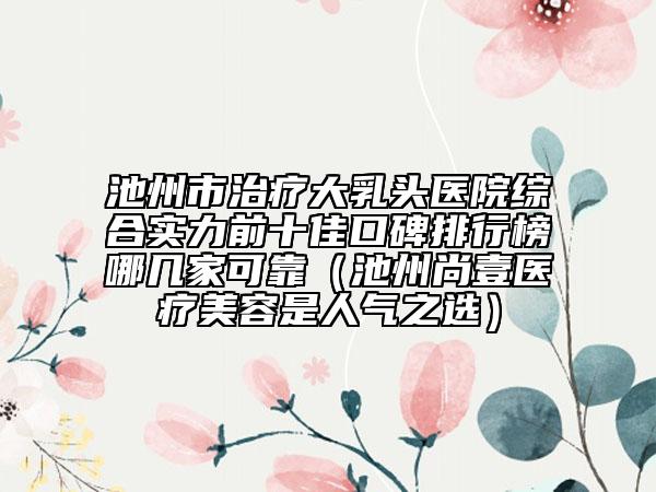 池州市治療大乳頭醫(yī)院綜合實(shí)力前十佳口碑排行榜哪幾家可靠（池州尚壹醫(yī)療美容是人氣之選）