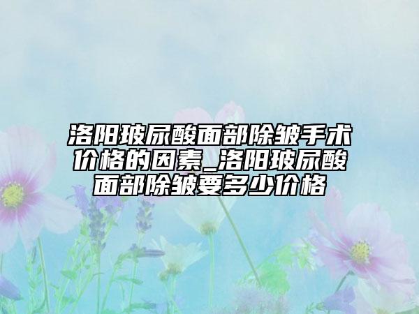 洛陽玻尿酸面部除皺手術(shù)價(jià)格的因素_洛陽玻尿酸面部除皺要多少價(jià)格