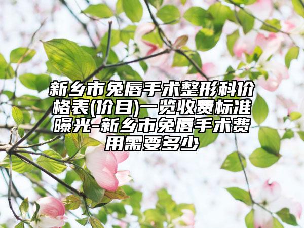 新鄉(xiāng)市兔唇手術整形科價格表(價目)一覽收費標準曝光-新鄉(xiāng)市兔唇手術費用需要多少