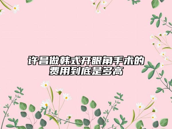 許昌做韓式開眼角手術(shù)的費(fèi)用到底是多高