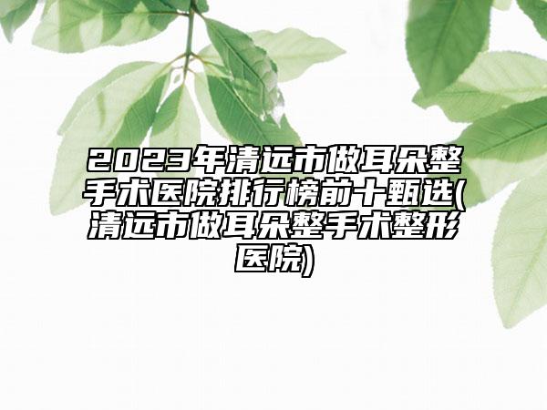 2023年清遠(yuǎn)市做耳朵整手術(shù)醫(yī)院排行榜前十甄選(清遠(yuǎn)市做耳朵整手術(shù)整形醫(yī)院)