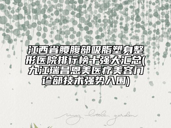 江西省腰腹部吸脂塑身整形醫(yī)院排行榜十強大匯總(九江瑞昌恩美醫(yī)療美容門診部技術(shù)強勢入圍)