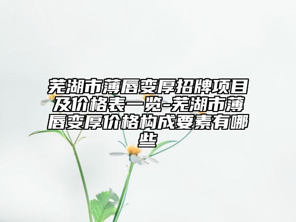 蕪湖市薄唇變厚招牌項目及價格表一覽-蕪湖市薄唇變厚價格構(gòu)成要素有哪些
