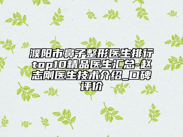 濮陽市鼻子整形醫(yī)生排行top10精品醫(yī)生匯總-趙志剛醫(yī)生技術(shù)介紹_口碑評價