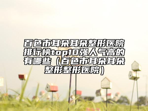 百色市耳朵耳朵整形醫(yī)院排行榜top10強人氣高的有哪些（百色市耳朵耳朵整形整形醫(yī)院）
