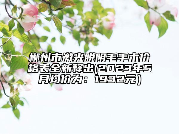 郴州市激光脫陰毛手術(shù)價格表全新釋出(2023年5月均價為：1932元）