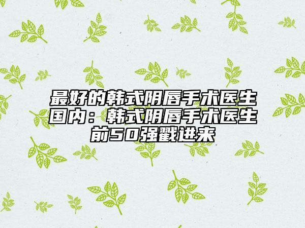 最好的韓式陰唇手術(shù)醫(yī)生國內(nèi)：韓式陰唇手術(shù)醫(yī)生前50強戳進(jìn)來