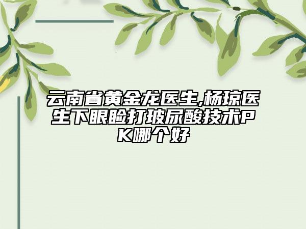 云南省黃金龍醫(yī)生,楊瓊醫(yī)生下眼瞼打玻尿酸技術(shù)PK哪個好