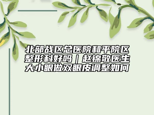 北部戰(zhàn)區(qū)總醫(yī)院和平院區(qū)整形科好嗎｜趙錦敬醫(yī)生大小眼做雙眼皮調(diào)整如何