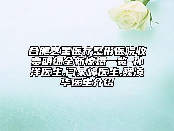合肥藝星醫(yī)療整形醫(yī)院收費(fèi)明細(xì)全新驚爆一覽-孫洋醫(yī)生,閆家峰醫(yī)生,魏凌華醫(yī)生介紹
