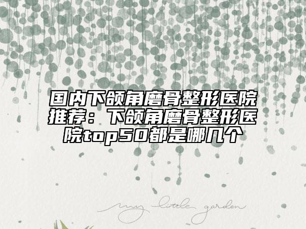 國(guó)內(nèi)下頜角磨骨整形醫(yī)院推薦:下頜角磨骨整形醫(yī)院top50都是哪幾個(gè)