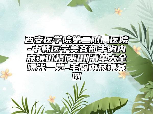 西安醫(yī)學院第二附屬醫(yī)院-中韓醫(yī)學美容部豐胸內窺鏡價格(費用)清單大全曝光一覽-豐胸內窺鏡案例