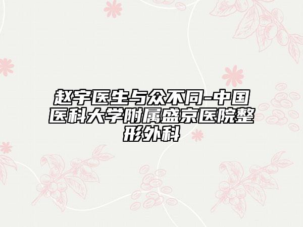 趙宇醫(yī)生與眾不同-中國醫(yī)科大學附屬盛京醫(yī)院整形外科