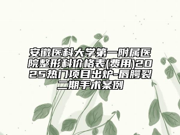安徽醫(yī)科大學(xué)第一附屬醫(yī)院整形科價(jià)格表(費(fèi)用)2025熱門(mén)項(xiàng)目出爐-唇腭裂二期手術(shù)案例