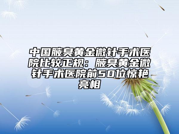 中國腋臭黃金微針手術醫(yī)院比較正規(guī):腋臭黃金微針手術醫(yī)院前50位驚艷亮相