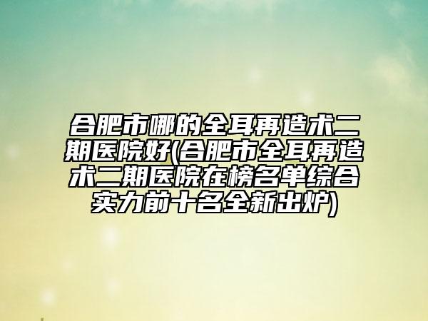 合肥市哪的全耳再造術(shù)二期醫(yī)院好(合肥市全耳再造術(shù)二期醫(yī)院在榜名單綜合實力前十名全新出爐)