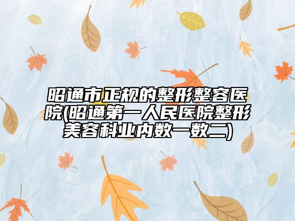 昭通市正規(guī)的整形整容醫(yī)院(昭通第一人民醫(yī)院整形美容科業(yè)內(nèi)數(shù)一數(shù)二)