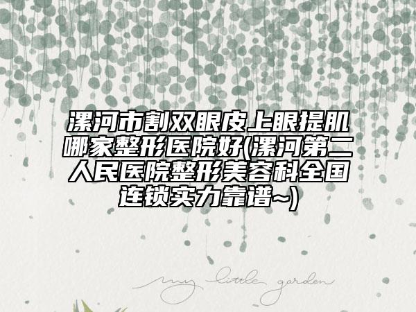 漯河市割雙眼皮上眼提肌哪家整形醫(yī)院好(漯河第二人民醫(yī)院整形美容科全國連鎖實力靠譜~)