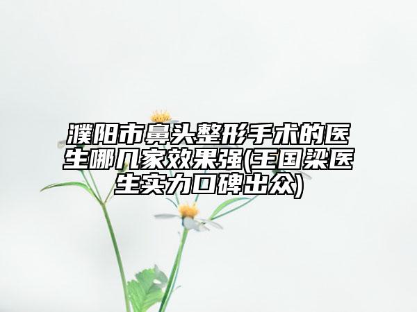濮陽市鼻頭整形手術(shù)的醫(yī)生哪幾家效果強(qiáng)(王國梁醫(yī)生實(shí)力口碑出眾)
