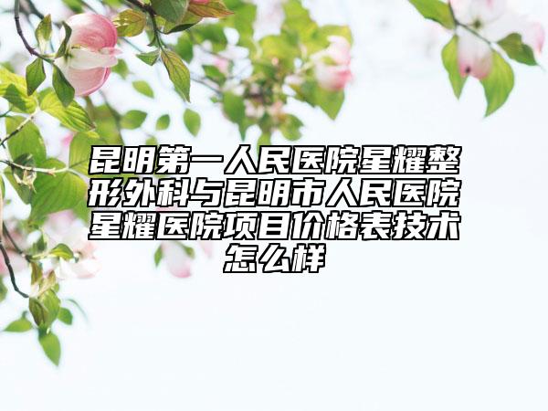 昆明第一人民醫(yī)院星耀整形外科與昆明市人民醫(yī)院星耀醫(yī)院項目價格表技術怎么樣