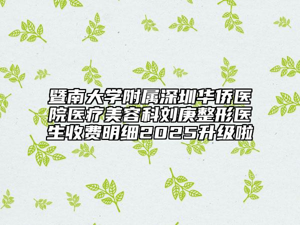 暨南大學附屬深圳華僑醫(yī)院醫(yī)療美容科劉庚整形醫(yī)生收費明細2025升級啦