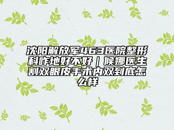 沈陽(yáng)解放軍463醫(yī)院整形科咋地好不好｜候娜醫(yī)生割雙眼皮手術(shù)內(nèi)雙到底怎么樣