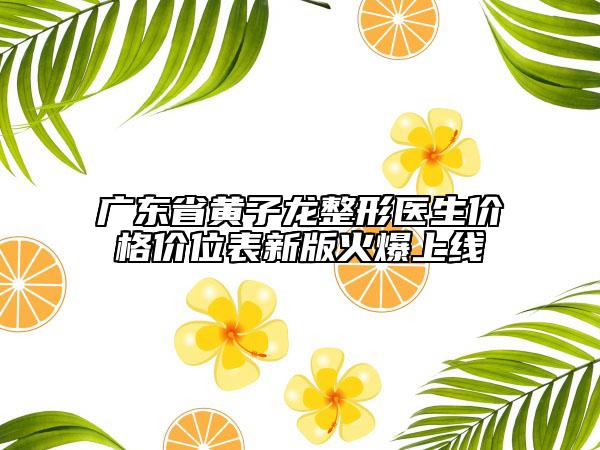 廣東省黃子龍整形醫(yī)生價格價位表新版火爆上線