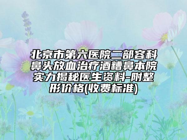 北京市第六醫(yī)院二部容科鼻頭放血治療酒糟鼻本院實(shí)力揭秘醫(yī)生資料-附整形價(jià)格(收費(fèi)標(biāo)準(zhǔn))
