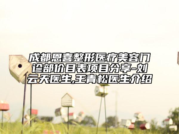 成都恩喜整形醫(yī)療美容門診部價目表項目分享-劉云天醫(yī)生,王青松醫(yī)生介紹