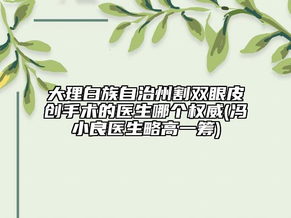 大理白族自治州割雙眼皮創(chuàng)手術(shù)的醫(yī)生哪個權(quán)威(馮小良醫(yī)生略高一籌)