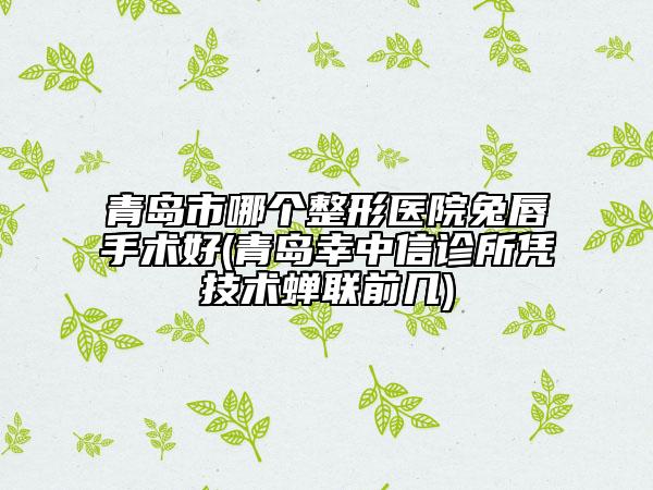 青島市哪個(gè)整形醫(yī)院兔唇手術(shù)好(青島幸中信診所憑技術(shù)蟬聯(lián)前幾)