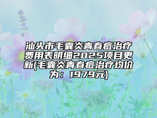 汕頭市毛囊炎青春痘治療費用表明細2025項目更新(毛囊炎青春痘治療均價為:1979元)