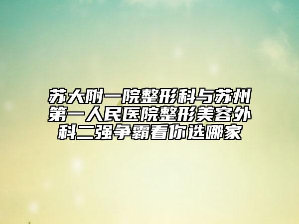 蘇大附一院整形科與蘇州第一人民醫(yī)院整形美容外科二強爭霸看你選哪家