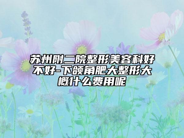 蘇州附二院整形美容科好不好-下頜角肥大整形大概什么費(fèi)用呢