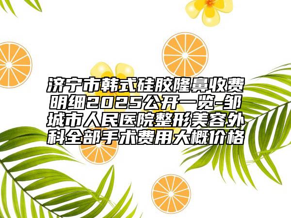 濟(jì)寧市韓式硅膠隆鼻收費明細(xì)2025公開一覽-鄒城市人民醫(yī)院整形美容外科全部手術(shù)費用大概價格