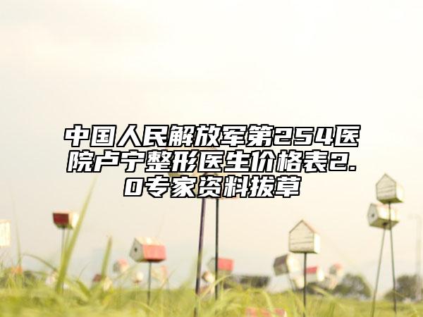中國人民解放軍第254醫(yī)院盧寧整形醫(yī)生價格表2.0專家資料拔草