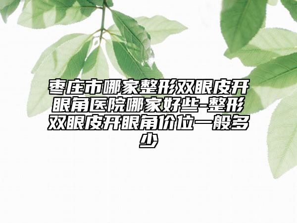 棗莊市哪家整形雙眼皮開眼角醫(yī)院哪家好些-整形雙眼皮開眼角價位一般多少