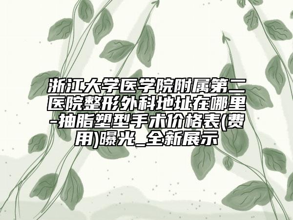 浙江大學醫(yī)學院附屬第二醫(yī)院整形外科地址在哪里-抽脂塑型手術價格表(費用)曝光_全新展示