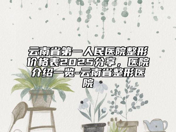 云南省第一人民醫(yī)院整形價(jià)格表2025分享，醫(yī)院介紹一覽-云南省整形醫(yī)院