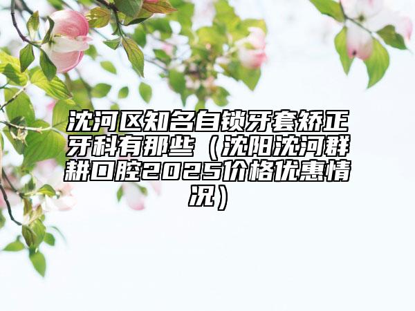 沈河區(qū)知名自鎖牙套矯正牙科有那些(沈陽沈河群耕口腔2025價(jià)格優(yōu)惠情況)